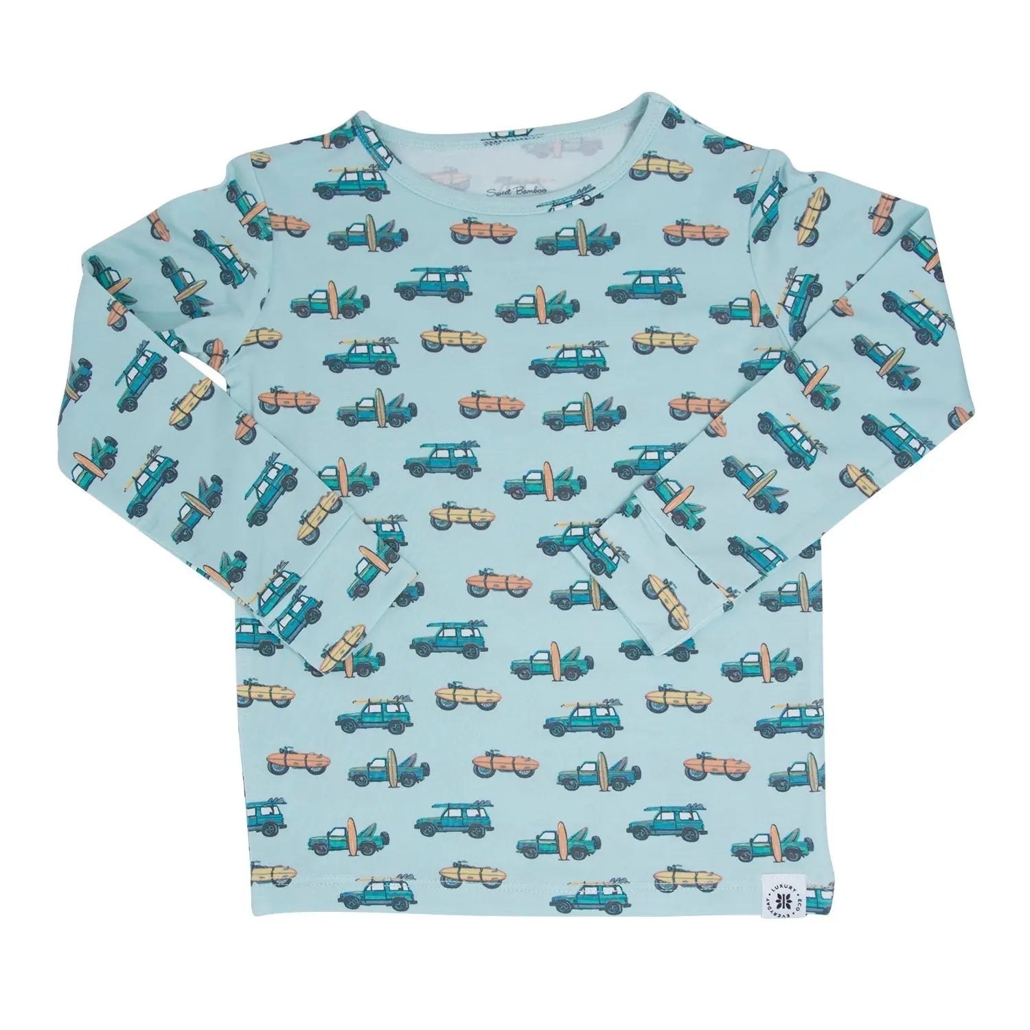 Surfing Beach Big Kid Pajama Long Sleeve Comfortable Sleepwear for Children Sweet Bamboo