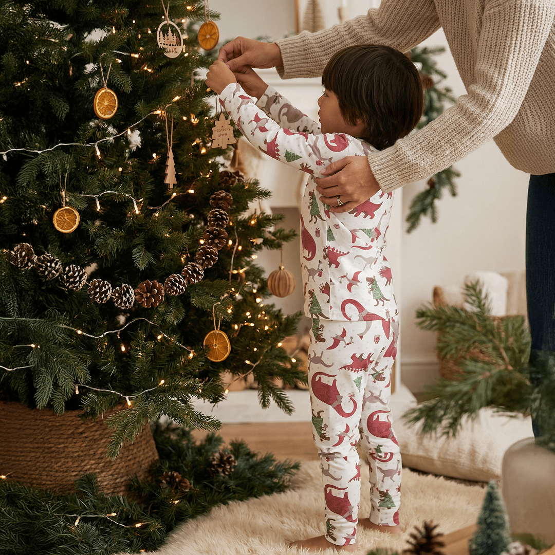 Sweet Bamboo Big Kid Pajama Holiday Dino - 