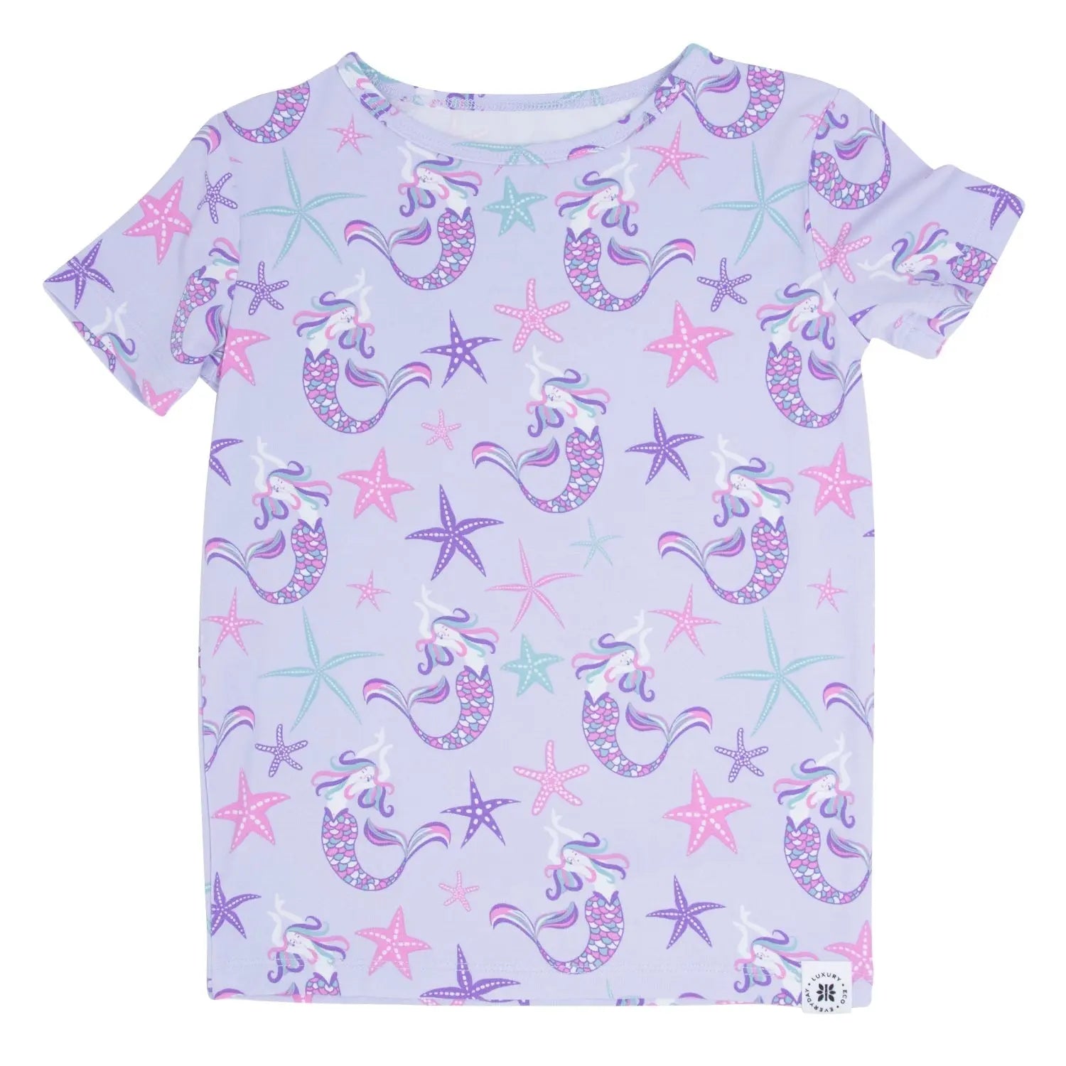 Big Kid All Season Short Sleeve Pajama Set with Cuffed Legs and Elastic Waistband Sweet Bamboo