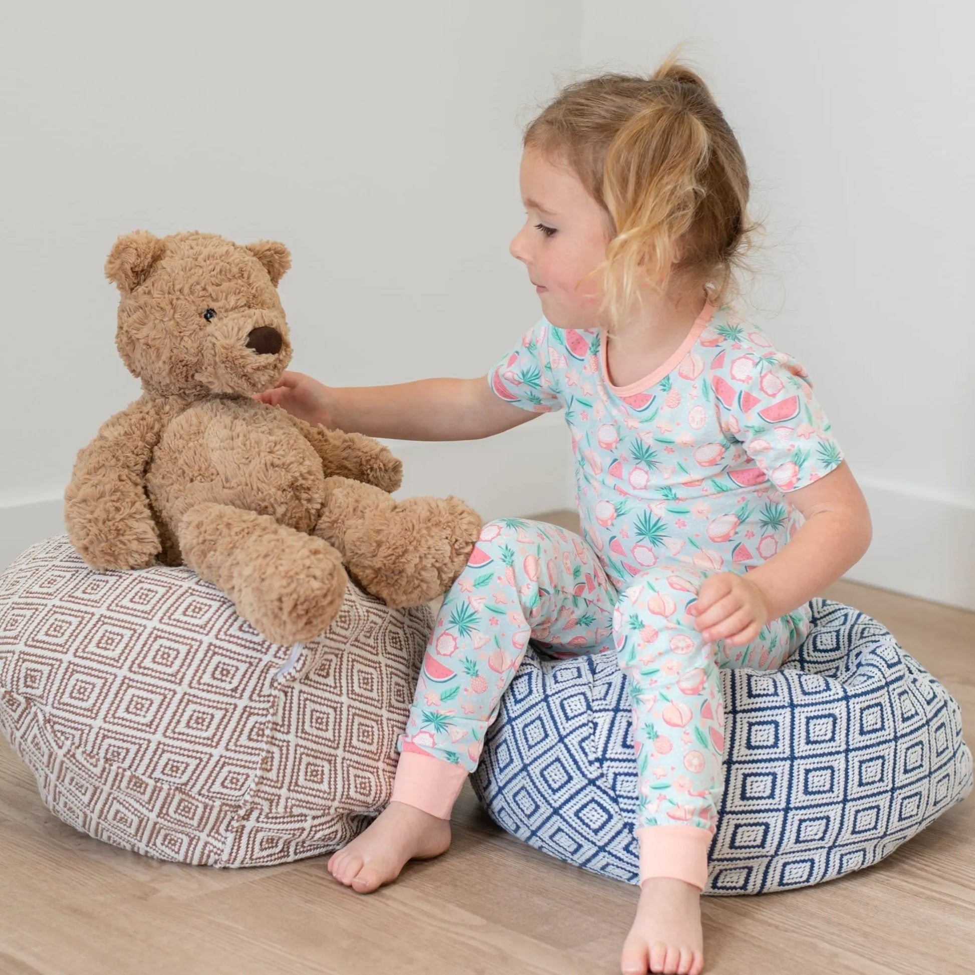 Big Kid Short Sleeve Pajama Set All Season Comfort Cuffed Legs Elastic Waistband Safe for Sensitive Skin Sweet Bamboo