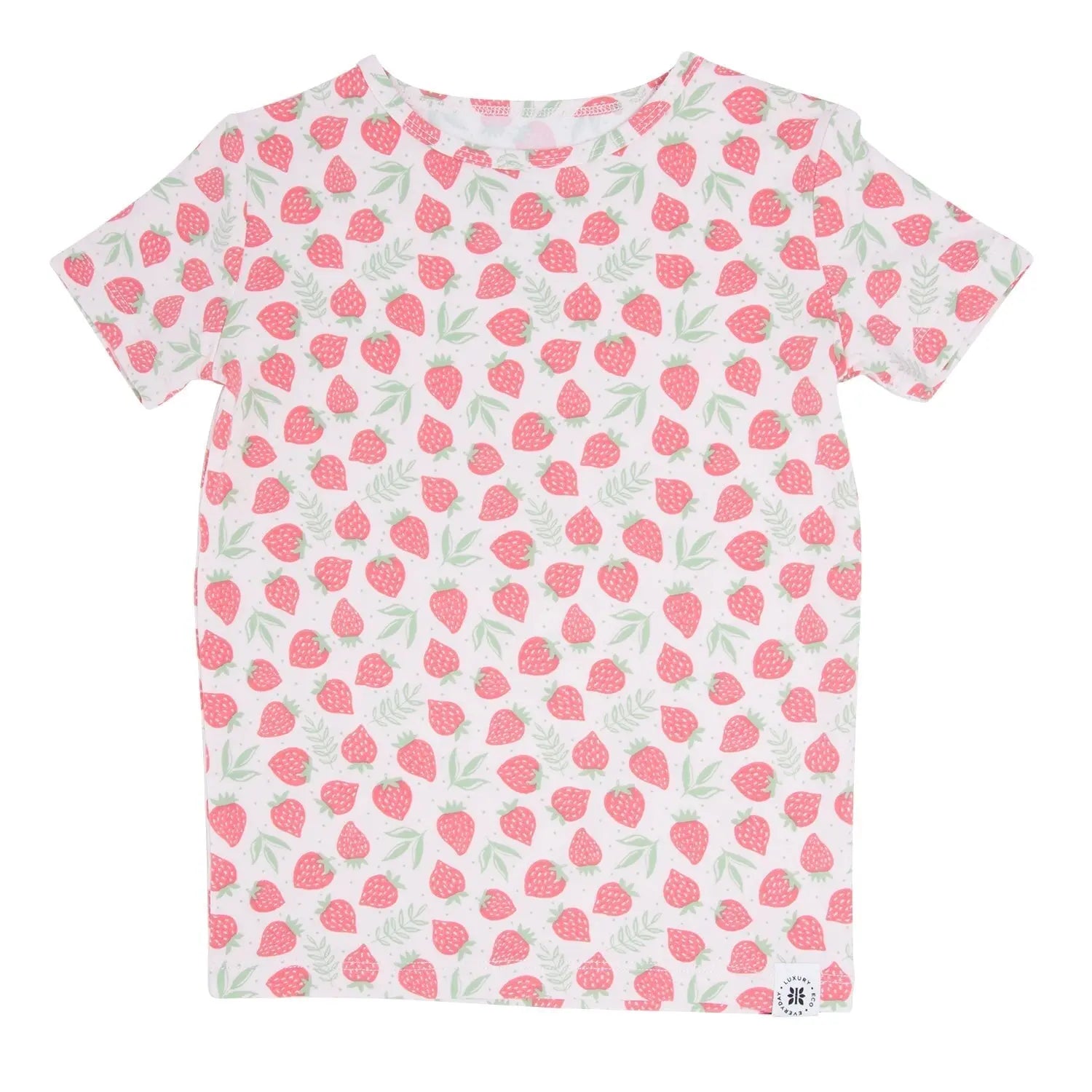 Big Kid Short Sleeve Pajama Set All Season Comfort Cuffed Legs Elastic Waistband Safe for Sensitive Skin Sweet Bamboo