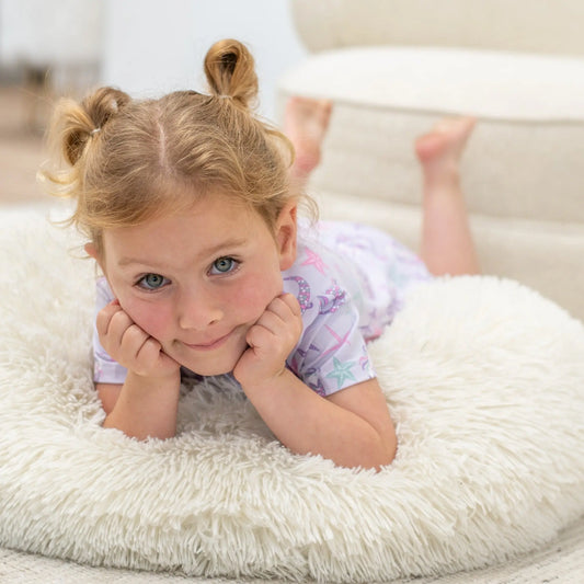 Big Kid All Season Short Sleeve Pajama Set with Cuffed Legs and Elastic Waistband Sweet Bamboo