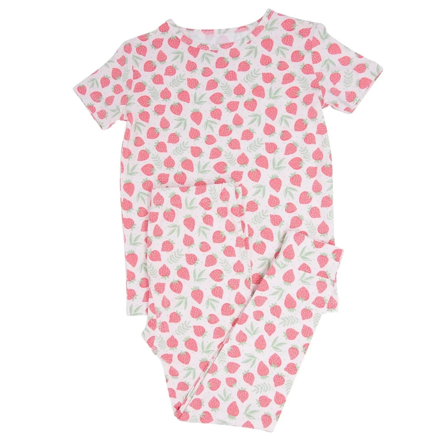 Big Kid Short Sleeve Pajama Set All Season Comfort Cuffed Legs Elastic Waistband Safe for Sensitive Skin Sweet Bamboo