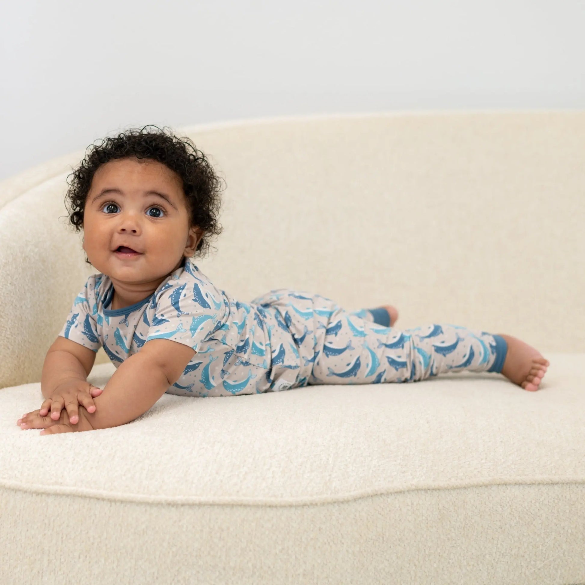 Big Kid Short Sleeve Pajama Set All Season Comfortable Cuffed Pants for Kids Sweet Bamboo