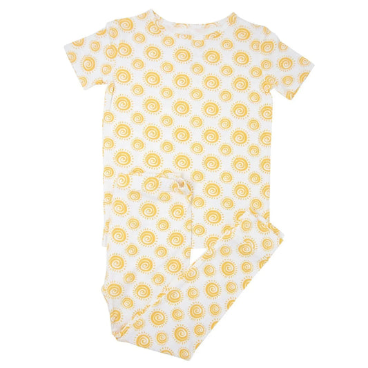 Big Kid Short Sleeve Pajama Set All Season Comfort Cuffed Pants Sweet Bamboo