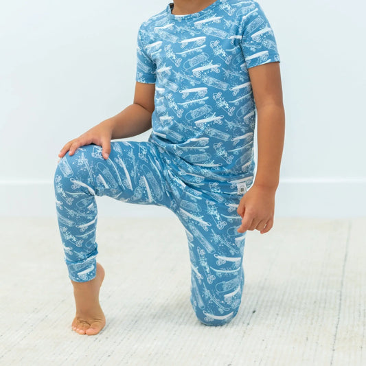 Big Kid Short Sleeve Pajama Set All Season Comfort Cuffed Legs Elastic Waistband Safe for Sensitive Skin Sweet Bamboo
