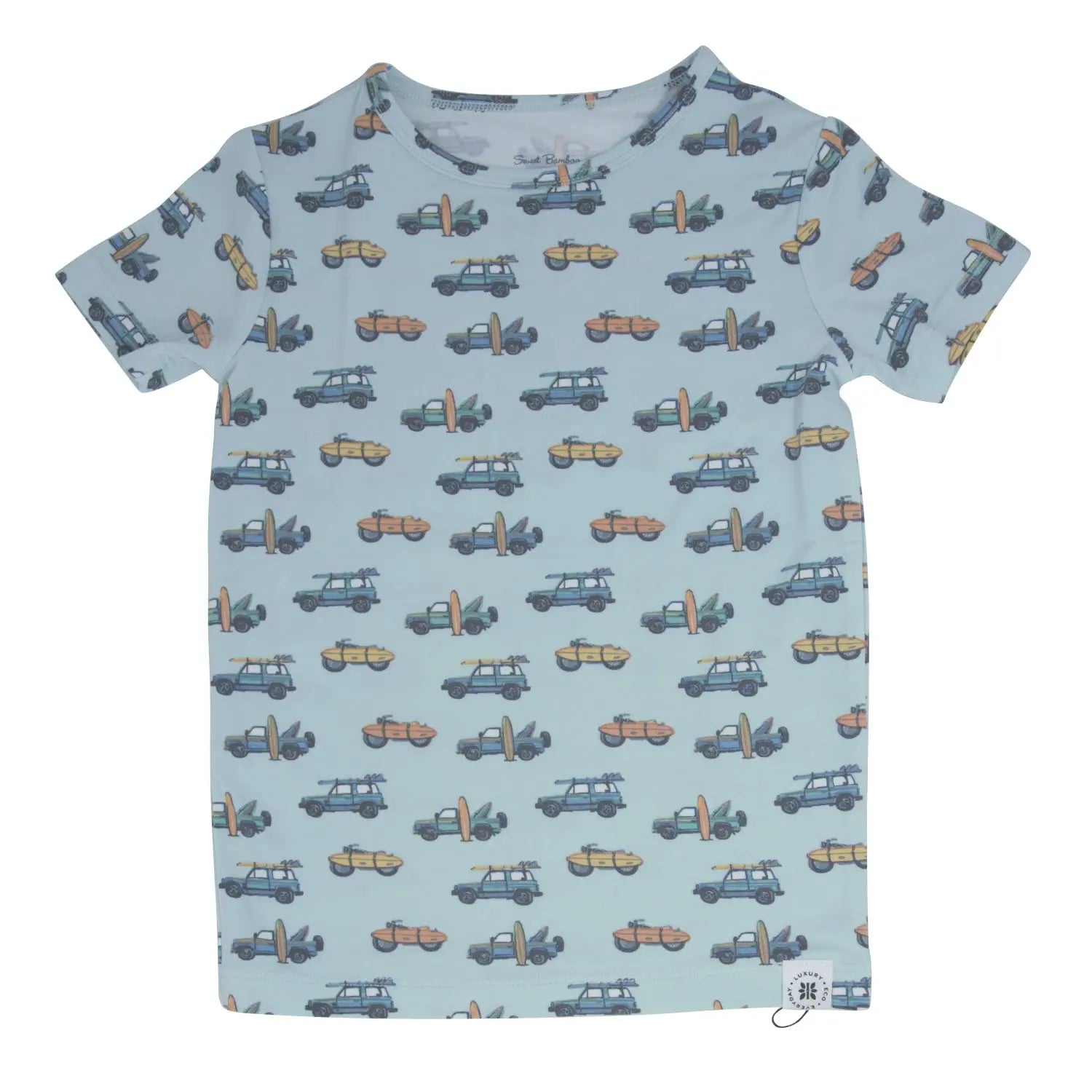 Surfing Beach Big Kid Pajama Set Short Sleeve All Season Comfort Sweet Bamboo