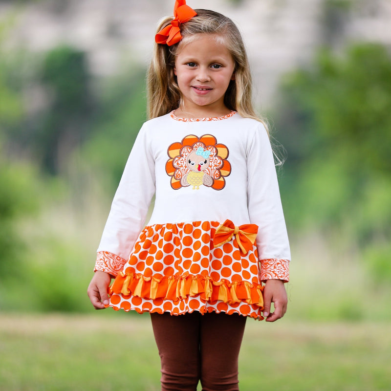 Big Little Girls Autumn Turkey Tunic & Leggings Holiday - Everetts Place: Online Boutique - Kid's Clothing