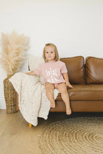 Little Joy Co. Big Sis Bubble Romper Mauve Rolled Sleeves Outfit for Girls - Everetts Place Boutique - 