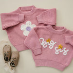 Little Joy Co. Big Sis Hand Embroidered Sweater for Girls 0 to 3 Months - Everetts Place Boutique - 