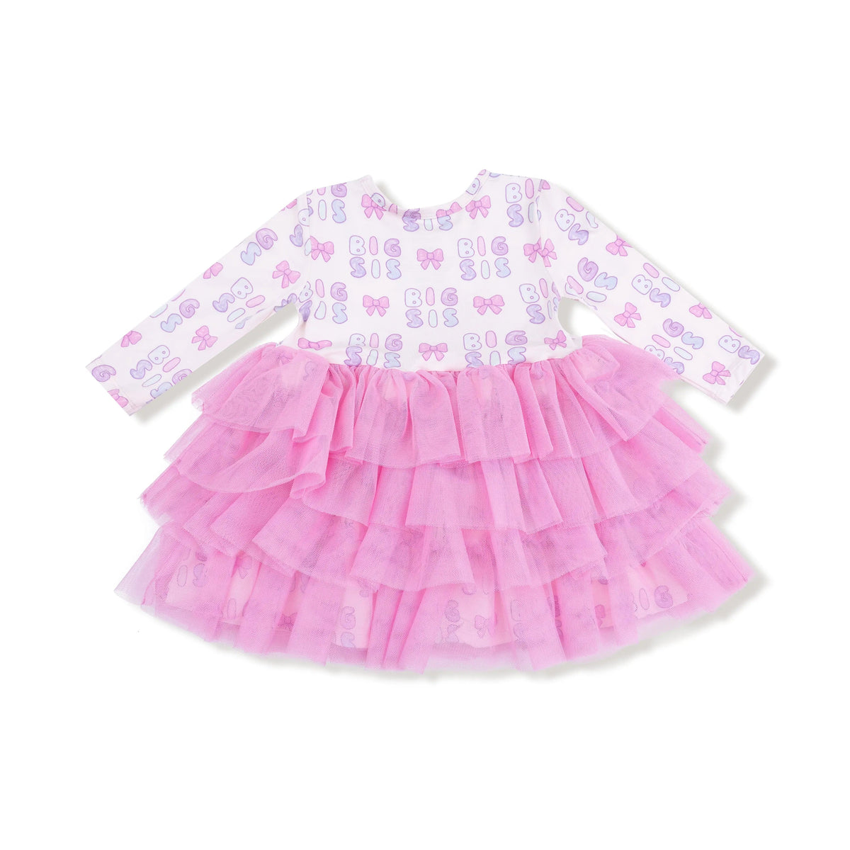 Angel Dear Big Sis - Long Sleeve Layered Tulle Dress - 