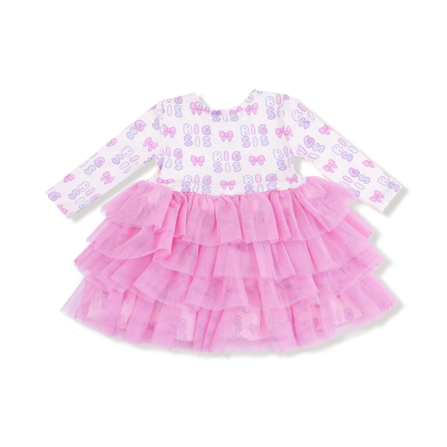 Angel Dear Big Sis - Long Sleeve Layered Tulle Dress - 