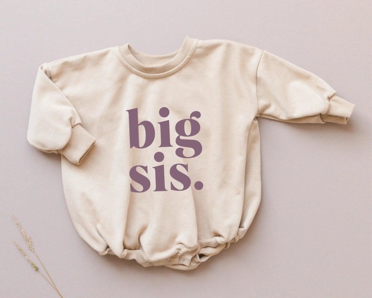 Little Joy Co. Big Sis Sweatshirt Romper Oversized With Snaps Crewneck - Everetts Place Boutique - 