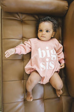 Little Joy Co. Big Sis Sweatshirt Romper Oversized With Snaps Crewneck - Everetts Place Boutique - 