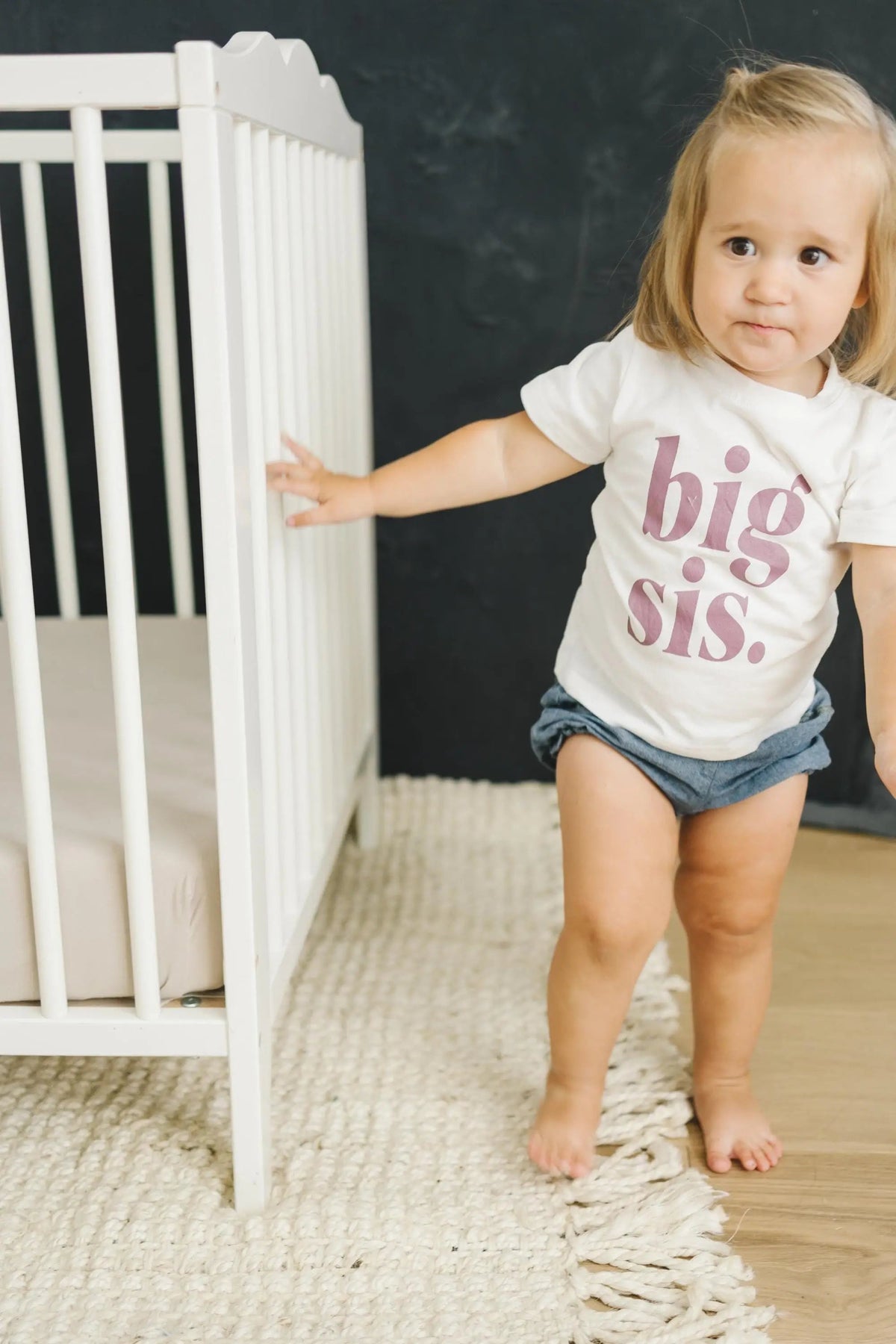 Little Joy Co. Big Sis T-Shirt: Purple Lettering, Sister Announcement Outfit - 