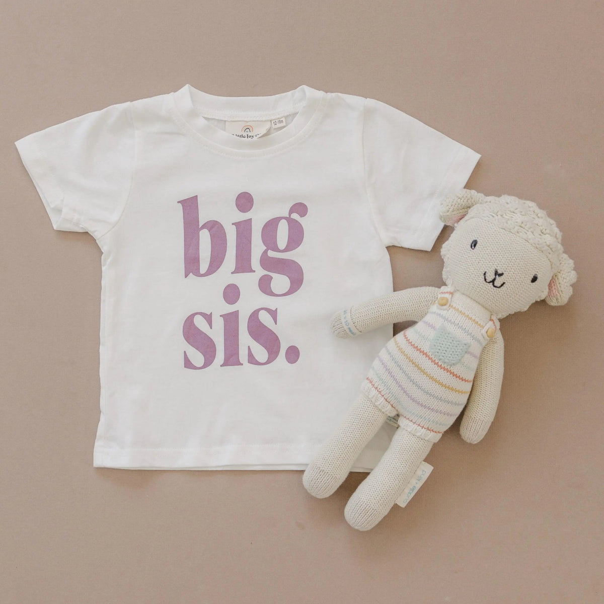 Little Joy Co. Big Sis T-Shirt: Purple Lettering, Sister Announcement Outfit - 