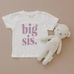 Little Joy Co. Big Sis T-Shirt: Purple Lettering, Sister Announcement Outfit - 