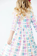 Mila & Rose ® Big Sister 3/4 Sleeve Pocket Twirl Dress - 
