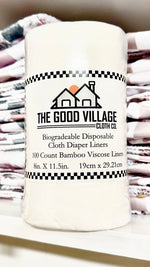 The Good Village Cloth Co. Biodegradable Disposable Cloth Diaper Liners | 100 Pack Bamboo Viscose Liners - 