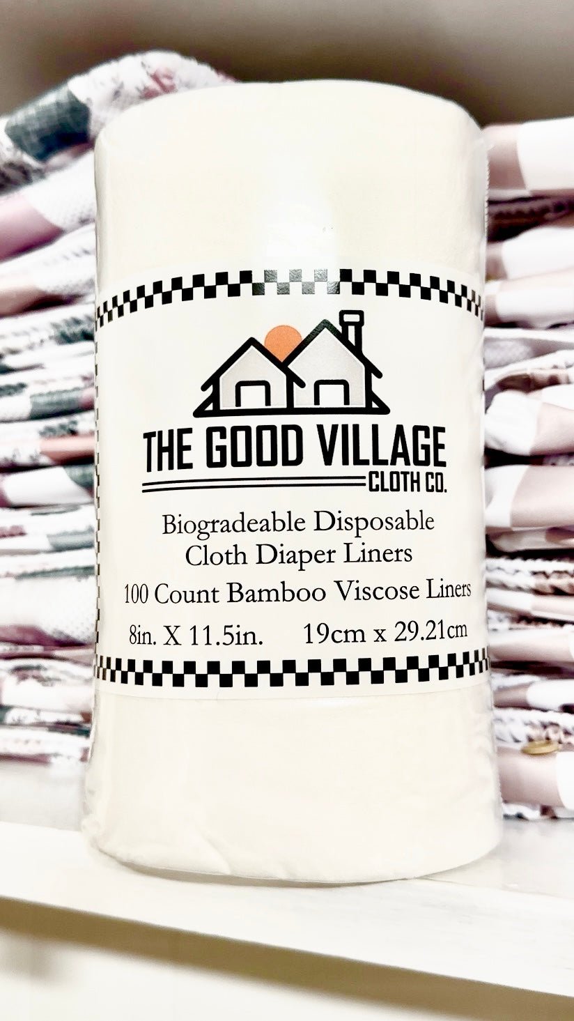 The Good Village Cloth Co. Biodegradable Disposable Cloth Diaper Liners | 100 Pack Bamboo Viscose Liners - 