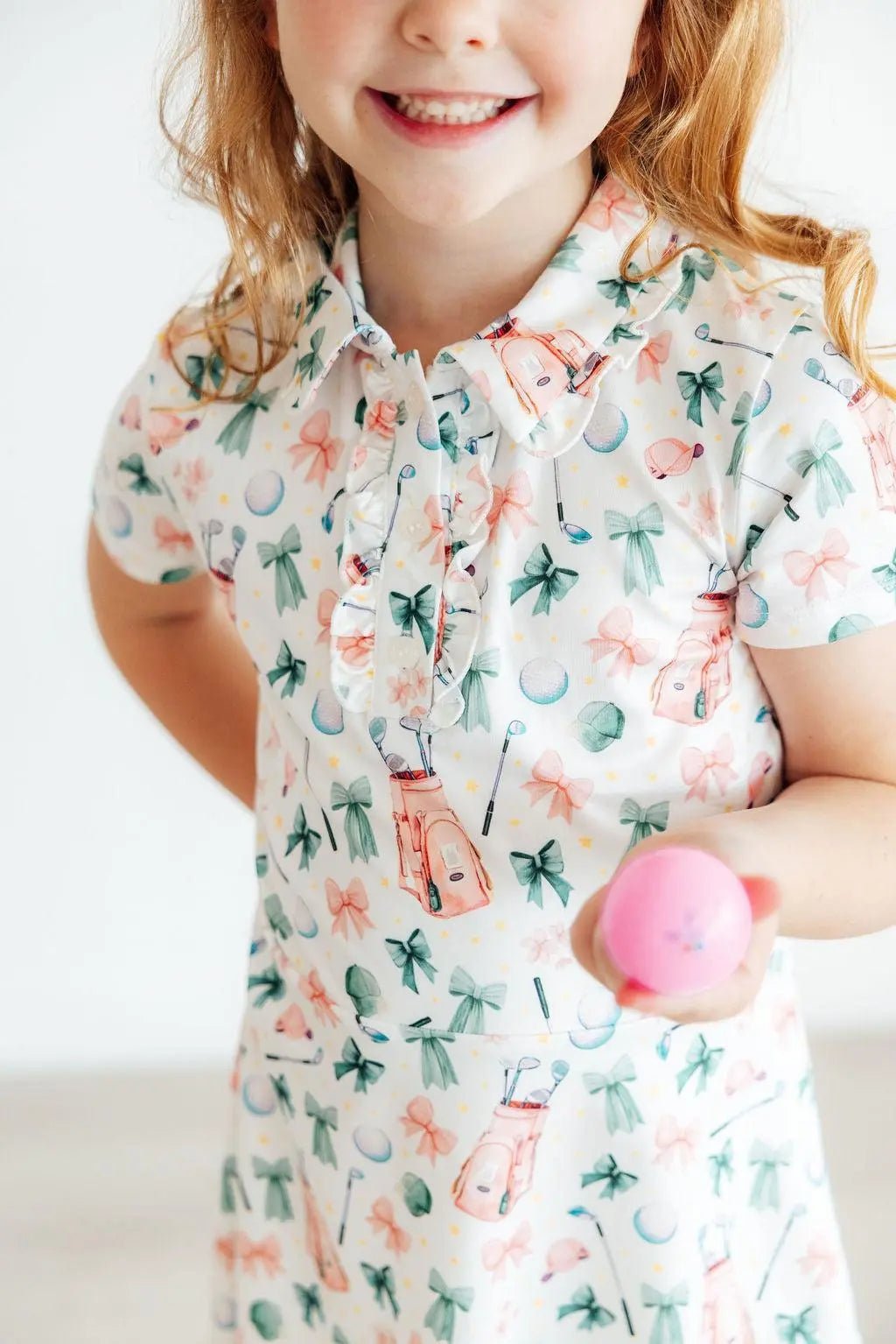 Birdies & Bows S/S Polo Dress - Dress, Pink, Day Dress, One-piece garment, Child | Everetts Place