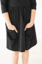 Mila & Rose ® Black 3/4 Sleeve Pocket Twirl Dress - 