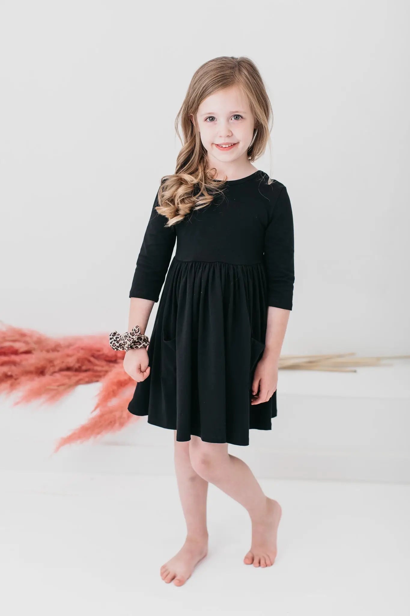 Mila & Rose ® Black 3/4 Sleeve Pocket Twirl Dress - 
