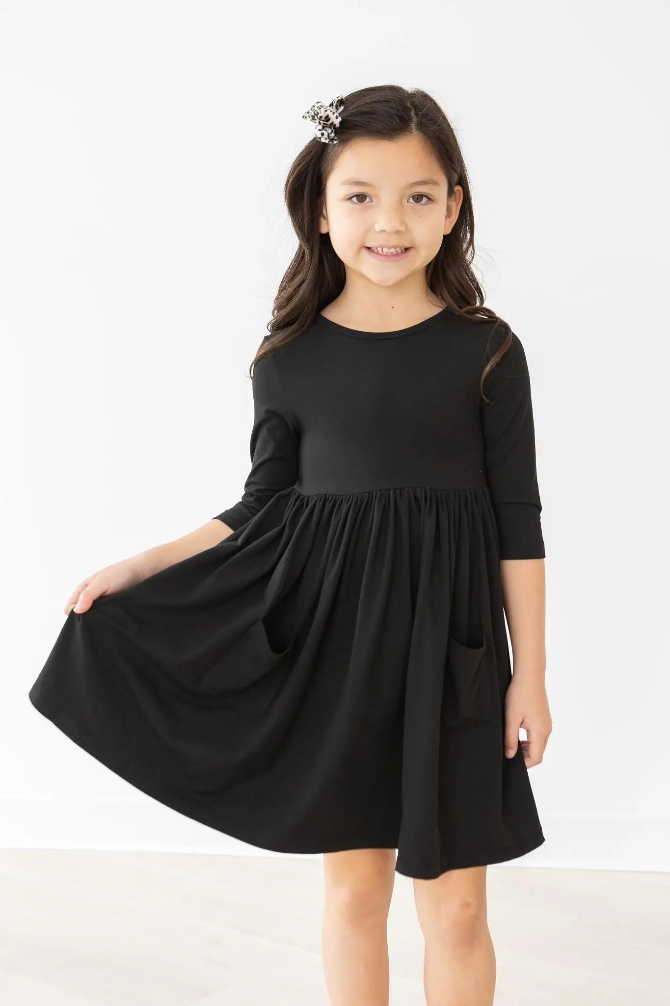 Mila & Rose ® Black 3/4 Sleeve Pocket Twirl Dress - 