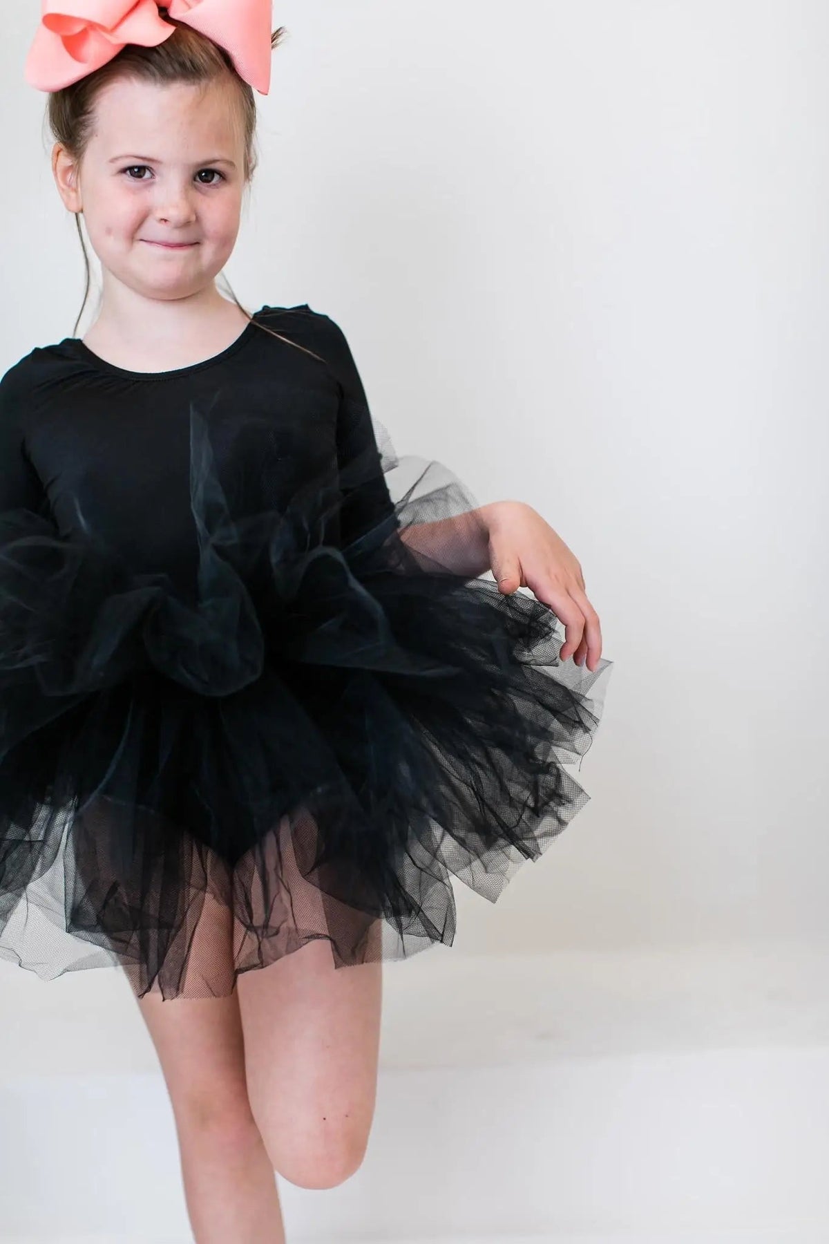 Mila & Rose ® Black 3/4 Tutu Leotard For Girls Dance Class Fluffy Layers - 