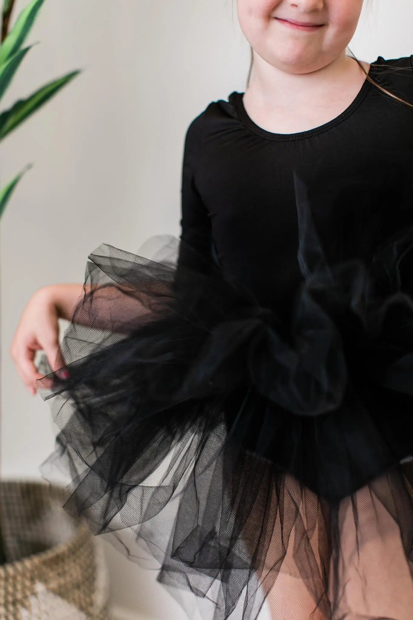 Mila & Rose ® Black 3/4 Tutu Leotard For Girls Dance Class Fluffy Layers - 