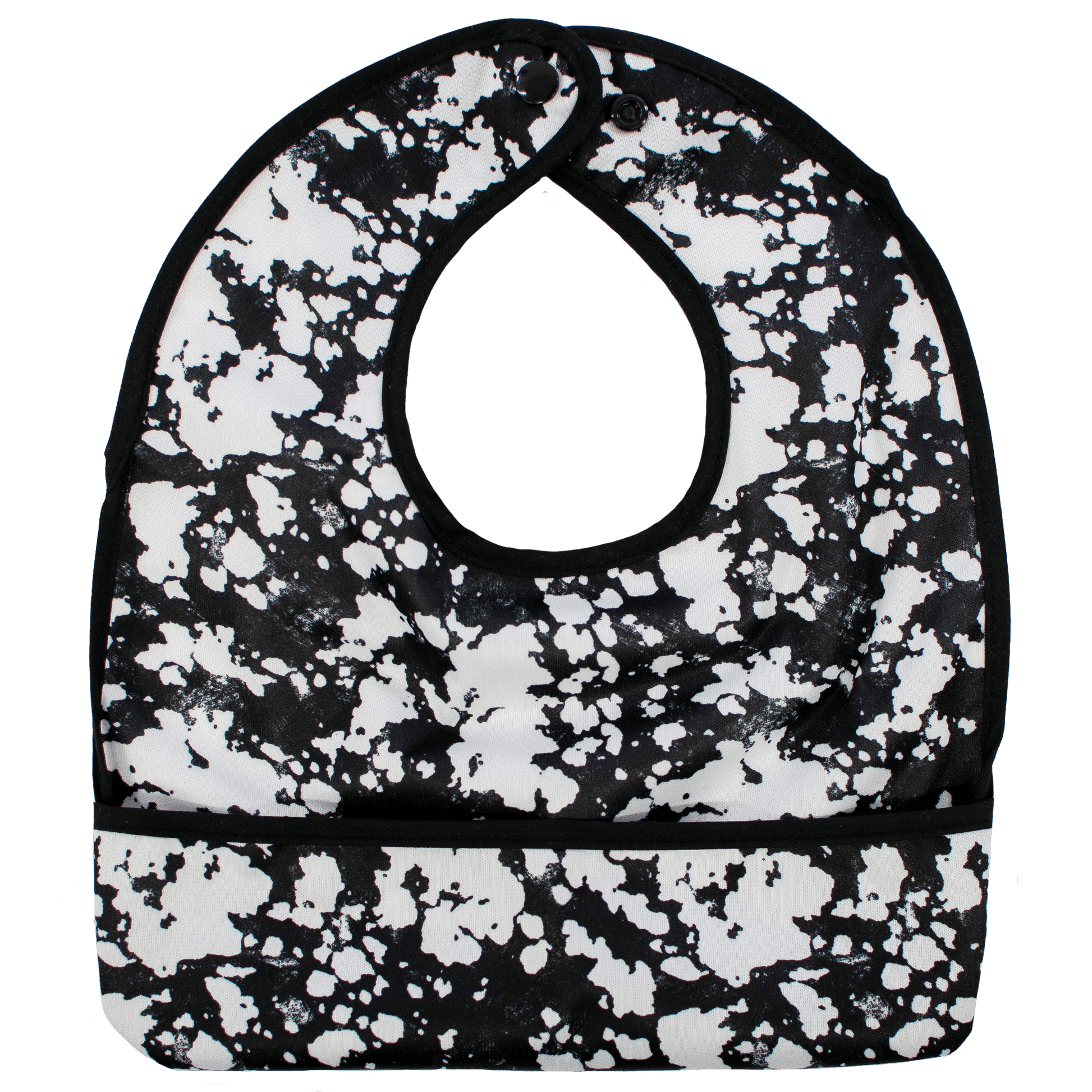 Black Acid Wash Flip Bib With Pocket For Food And Drool Machine Washable Texas Tushies