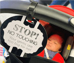 Three Little Tots Black and White No Touching Baby Car Seat Sign Tag - 