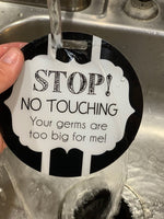 Three Little Tots Black and White No Touching Baby Car Seat Sign Tag - 