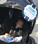 Three Little Tots Black and White No Touching Baby Car Seat Sign Tag - 