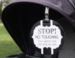 Three Little Tots Black and White No Touching Baby Car Seat Sign Tag - 