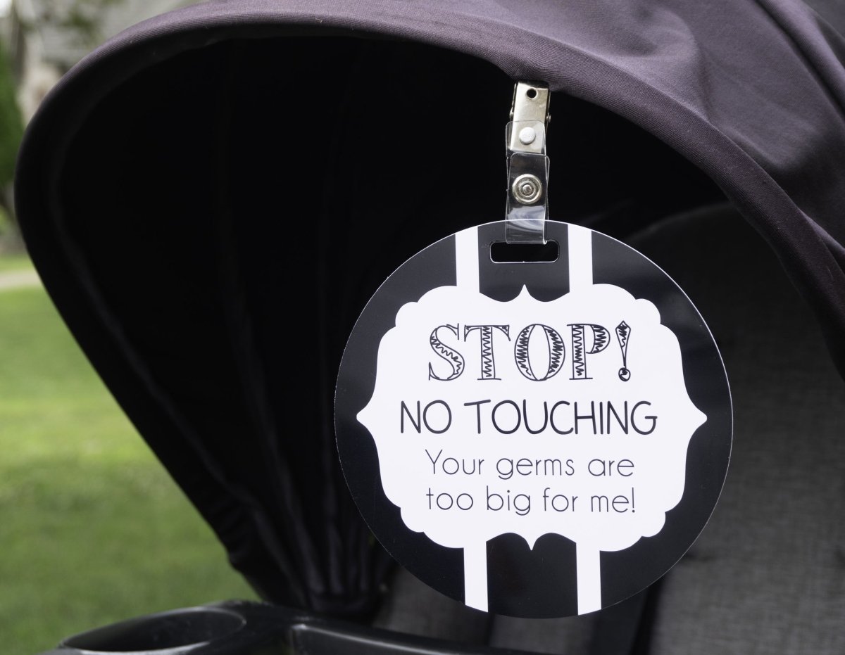 Three Little Tots Black and White No Touching Baby Car Seat Sign Tag - 