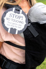 Three Little Tots Black and White No Touching Baby Car Seat Sign Tag - 