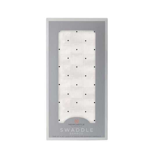 Black And White Polka Dot Bamboo Swaddle Blanket Soft Breathable Muslin Baby Wrap Newcastle Classics