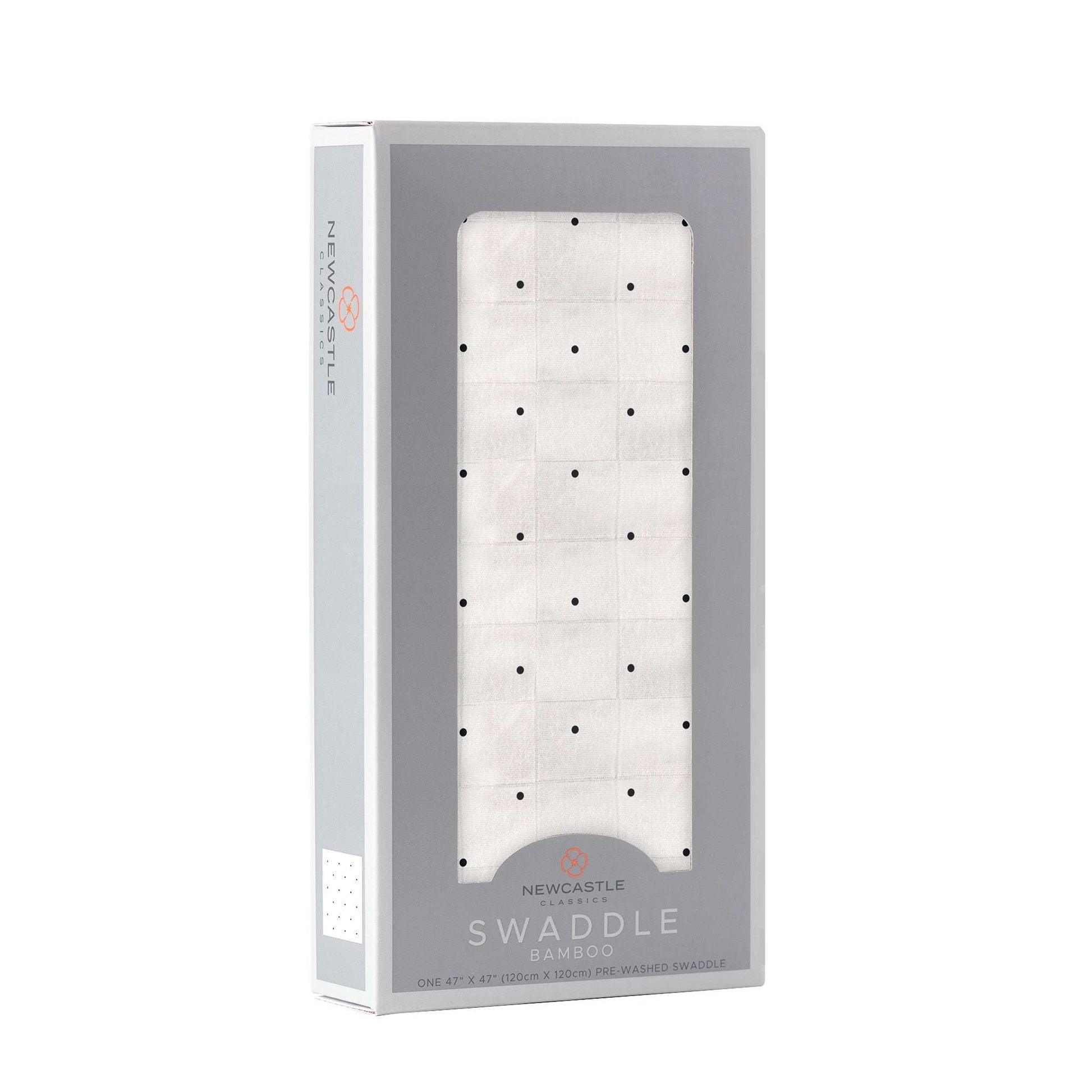 Black And White Polka Dot Bamboo Swaddle Blanket Soft Breathable Muslin Baby Wrap Newcastle Classics