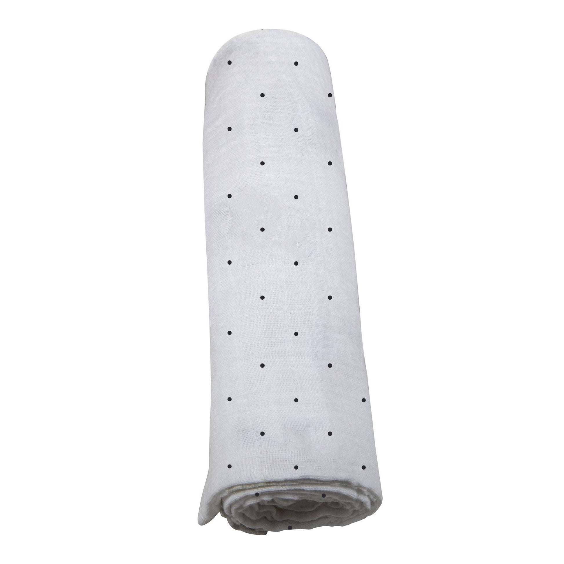 Black And White Polka Dot Bamboo Swaddle Blanket Soft Breathable Muslin Baby Wrap Newcastle Classics