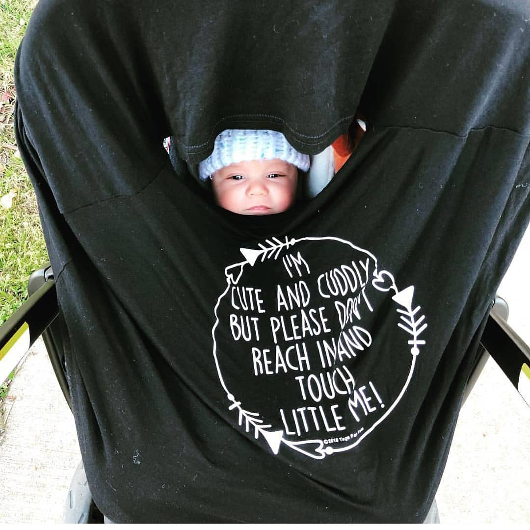 Three Little Tots Black Car Seat 5 in 1 Cover – I'm Cute & Cuddly But Please Don't Touch Little Me - 