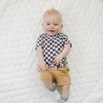 Little Joy Co. Black Checkered Bamboo Baby Tee For All Day Comfort - Everetts Place Boutique - 