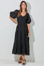 Black Embroidered Floral Overlay Midi Dress - Dress, Waist, Day Dress, Lace, One-piece garment | Everetts Place
