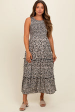 PinkBlush Black Floral Sleeveless Ruffle Tiered Maternity Maxi Dress - 