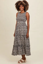 PinkBlush Black Floral Sleeveless Ruffle Tiered Maxi Dress - 