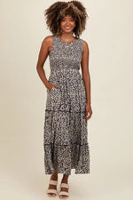 PinkBlush Black Floral Sleeveless Ruffle Tiered Maxi Dress - 