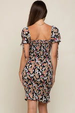 PinkBlush Black Floral Smocked Puff Sleeve Maternity Dress - 