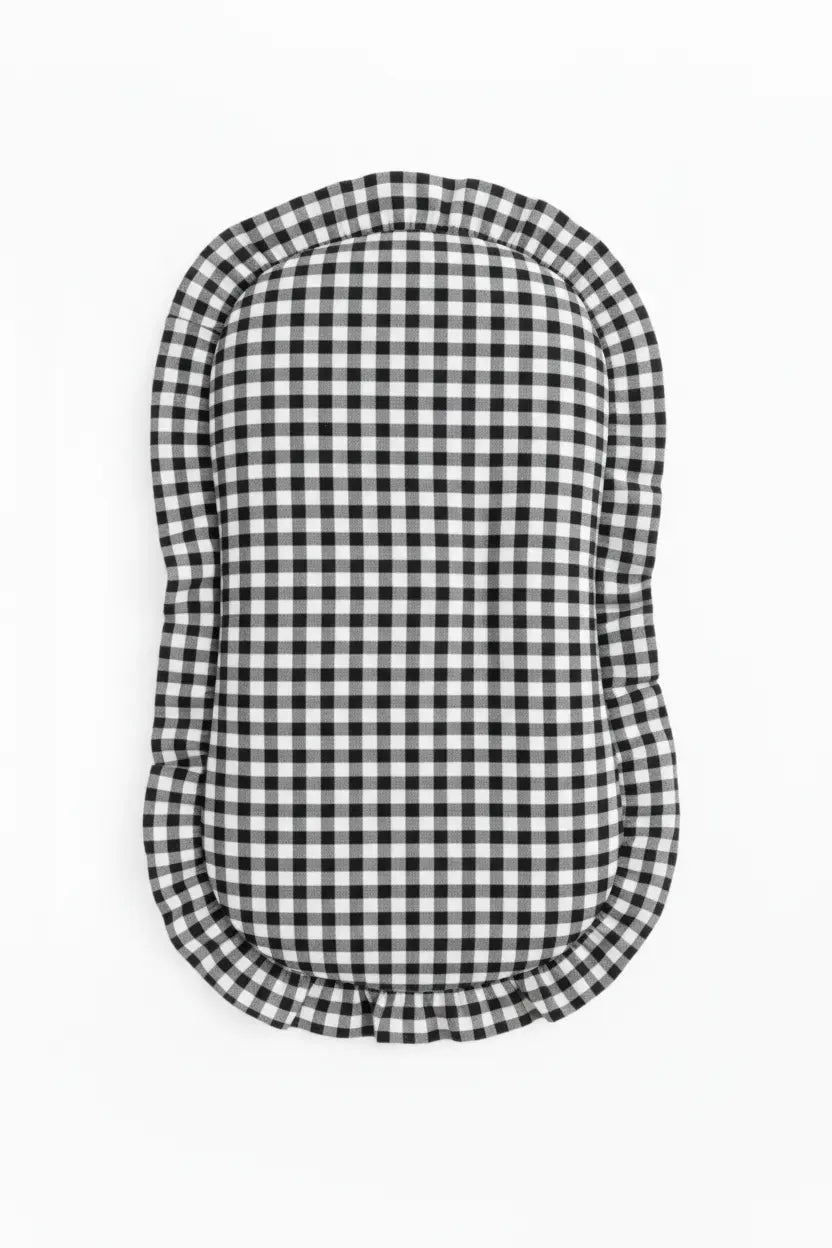 Little Mae & Co Black Gingham Ruffle Baby Lounger Cover - 