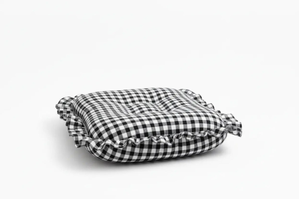 Little Mae & Co Black Gingham Ruffle Baby Lounger Cover - 