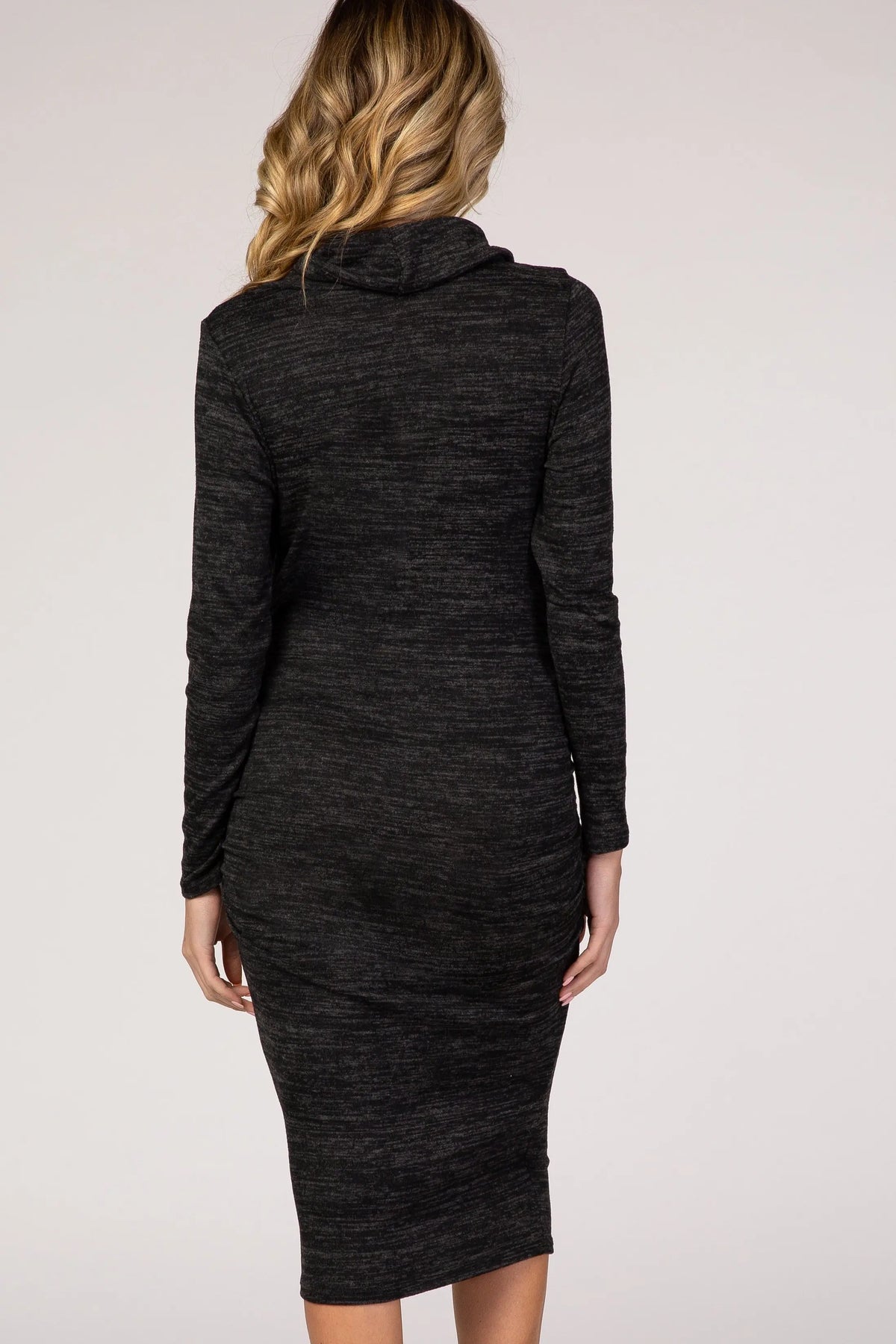 PinkBlush Black Knit Long Sleeve Cowl Neck Maternity Dress - 